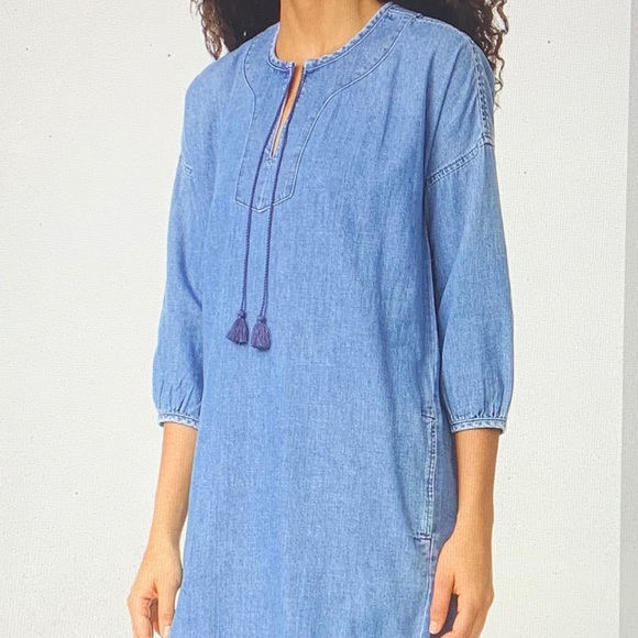 Madewell Chambray Artiste Denim Dress Small Tassel  Blue Mini - Picture 1 of 8